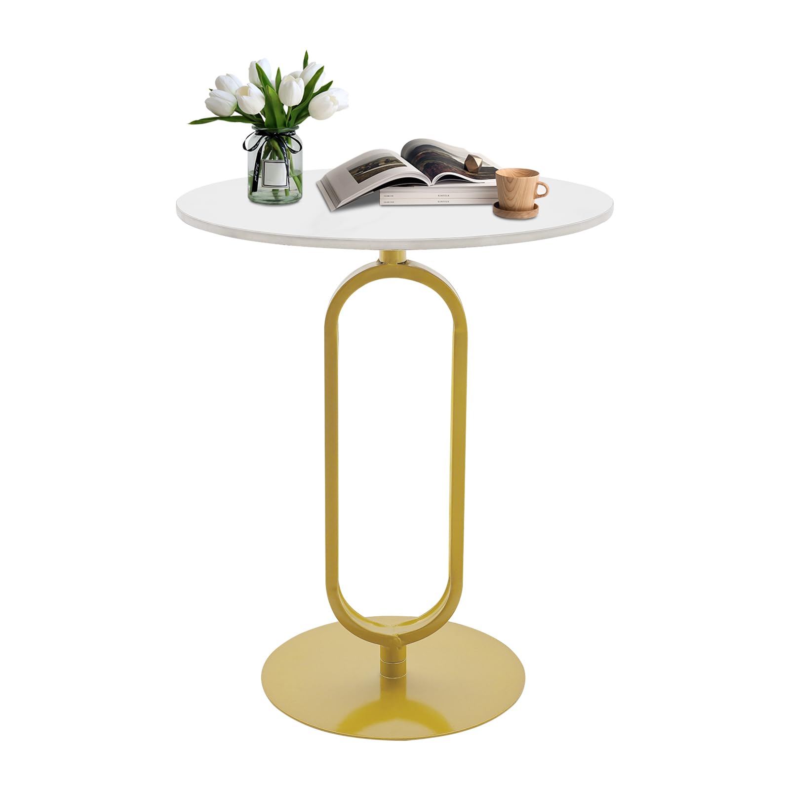 PANEKOLO Side Table, Outdoor Round Dining Table Side Table, Modern Coffee Table for Garden, Backyard and Porch