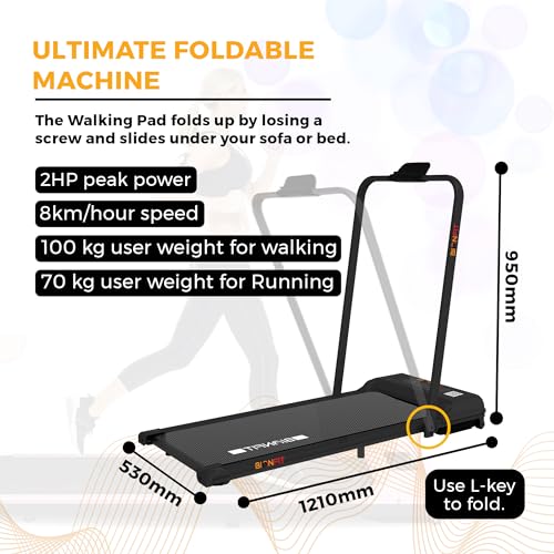 Image of BIONFIT Cardio-X1 Walking Pad for Home Gym | Treadmill with 3.5HP BLDC Motor, Max Weight 120 Kg, Top Speed 10 km /hr, Remote Control, 2-Level Manual Incline Walk Pad | Running Machine for Home