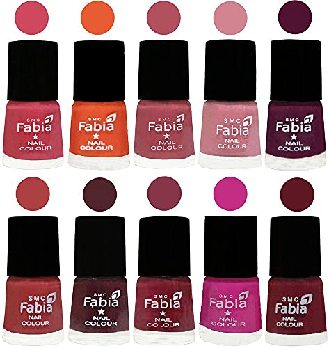 Image of ALL IN ONE (PACK OF 10), Long Lasting Glossy Nail Polish, 6 ml Each, All Vibrant Colours,02128