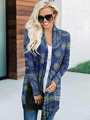 Van Gogh Shirt Gifts Starry Night Long Open Front Lightweight Cardigans for Women Long Sleeve Summer Clothing2
