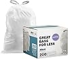 Plasticplace White Drawstring Lavender and Soft Vanilla Scented Garbage Can Liners │ Compatible with Code Q 200 Count │ 13-17 Gallon │ 25.25 x 32.75"