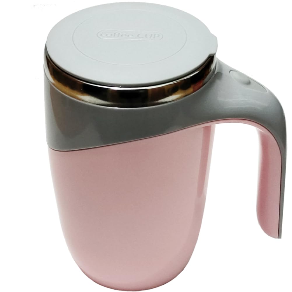 Automatic Magnetic Stirring Coffee Mug, Rotating Home Office Travel Mixing Cup, Funny Electric Stainless Steel Self Mixing Coffee Tumbler, for Coffee, Milk, Cocoa, Tea, Beverages, Gift, Pink