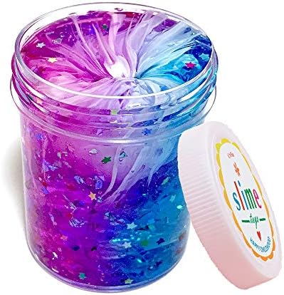 CRLIN Newest Starry Sky Slime Super Soft Toy for Over 2 Years Old Kids Safe and Non Toxic 4OZ(Purple &Blue)