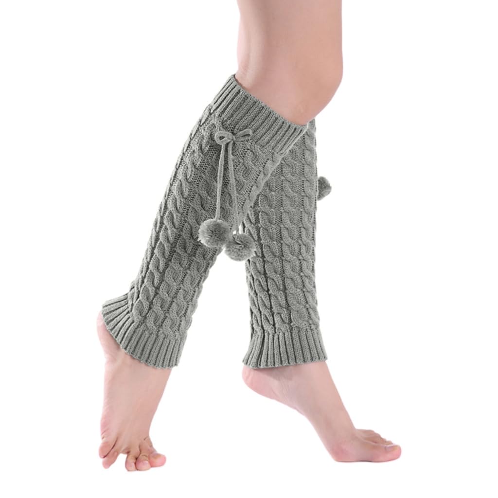 Women Winter Twist Cable Knit Leg Warmers Plush Bow Boot Socks