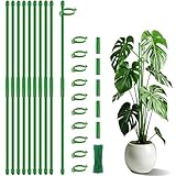 Plant Stakes 17 inch SupKing Support Stick Orchid Stakes with Clips 10Pcs Garden Plant Poles Extended to 3/4/5ft for Indoor Outdoor Potted Tomato Rose Amaryllis Vegetables Monstera Comes with 20 Ties