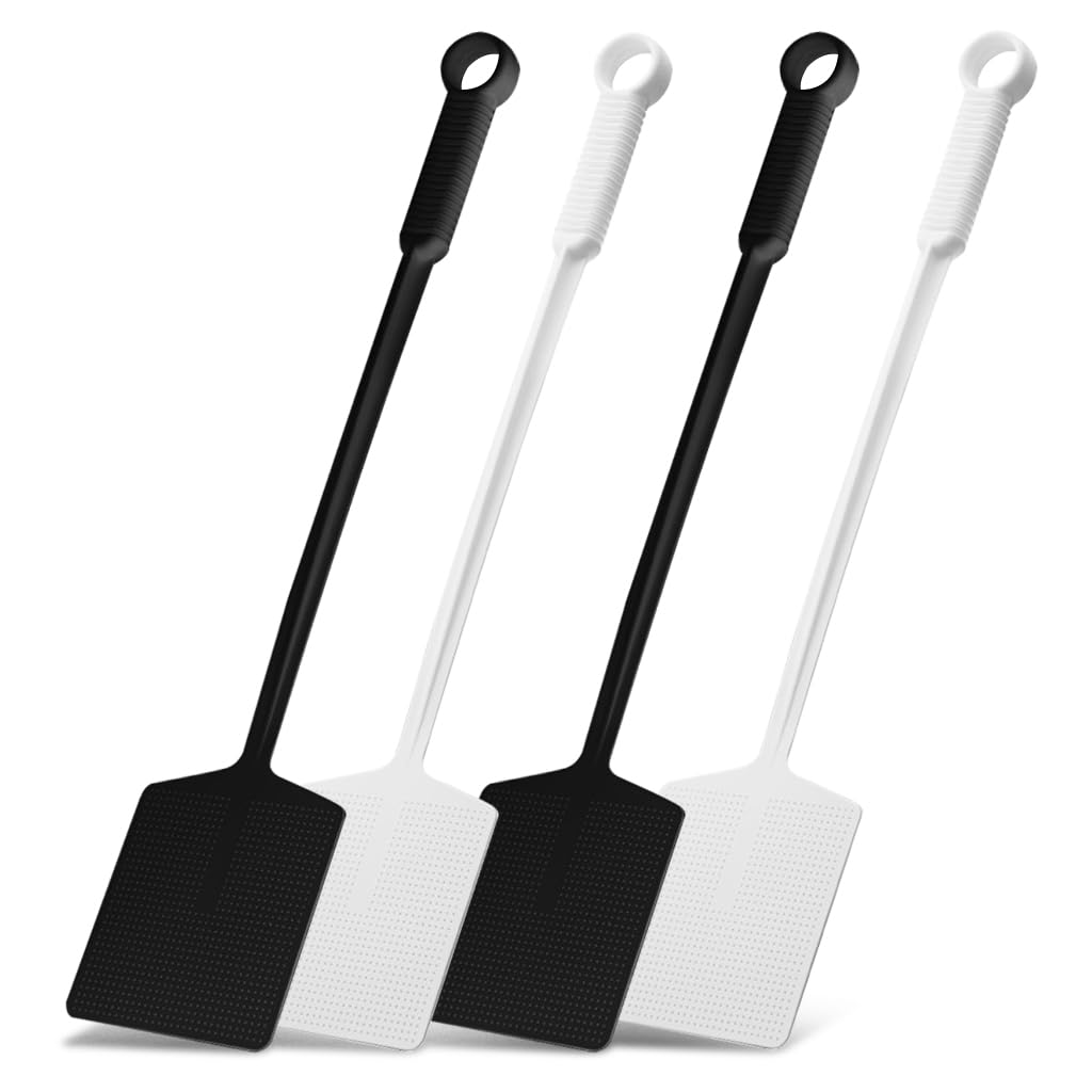 Supvox® 4Pcs Fly Swatters Long Handle Heavy Duty Manual Fly Killer, Strong Flexible Durable Grid Plastic Fly Swatter for Kitchen, Home, Indoor, Outdoor-image-48