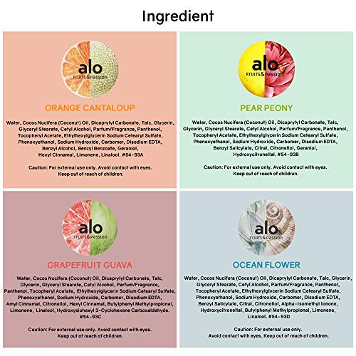 [Fruits and Passion] ALO Hand Cream Four Piece Set - Includes Orange Cantaloupe, Ocean Flower, Grapefruit Guava, Pear Peony Scents - Thumbnail 2