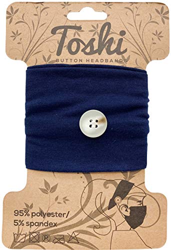 Headband with buttons for face mask - button headbands for nurses masks, Healthcare headbands with buttons for mask, Turban ear saver for nursing (Blue)