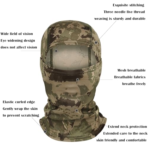 Image of 6PCS Camo Face Mask Ski Mask Motorcycle Balaclava Full Face Mask Windproof UV Protection Cover Men Women Outdoor