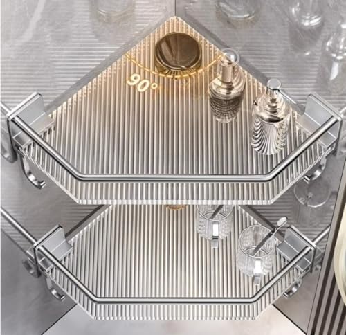 Étagère de douche d'angle murale triangulaire avec crochets