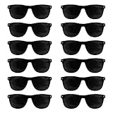 12 Pack - Black Retro Sunglasses Bulk for Kids Adults Party Favors