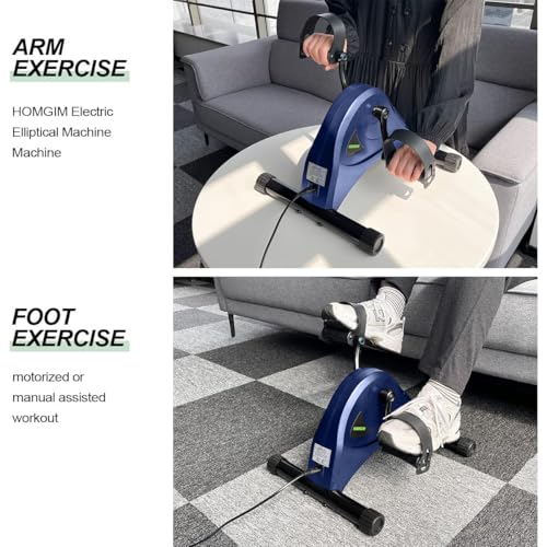 Image of HOMGIM Mini Exercise Bike,Under Desk Bike for Seniors Rehab Training, Motorized Pedal Exerciser for Arm /Leg Fitness & Physical Therapy, 6 Levels Speed Adjustment