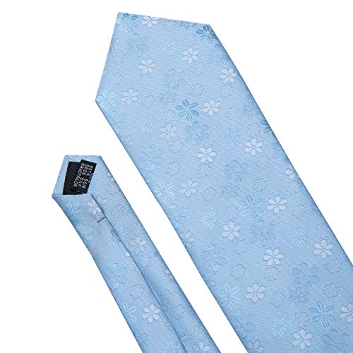 Image of Barry.Wang Floral Ties for Men Flower Necktie with Tie Clip Formal