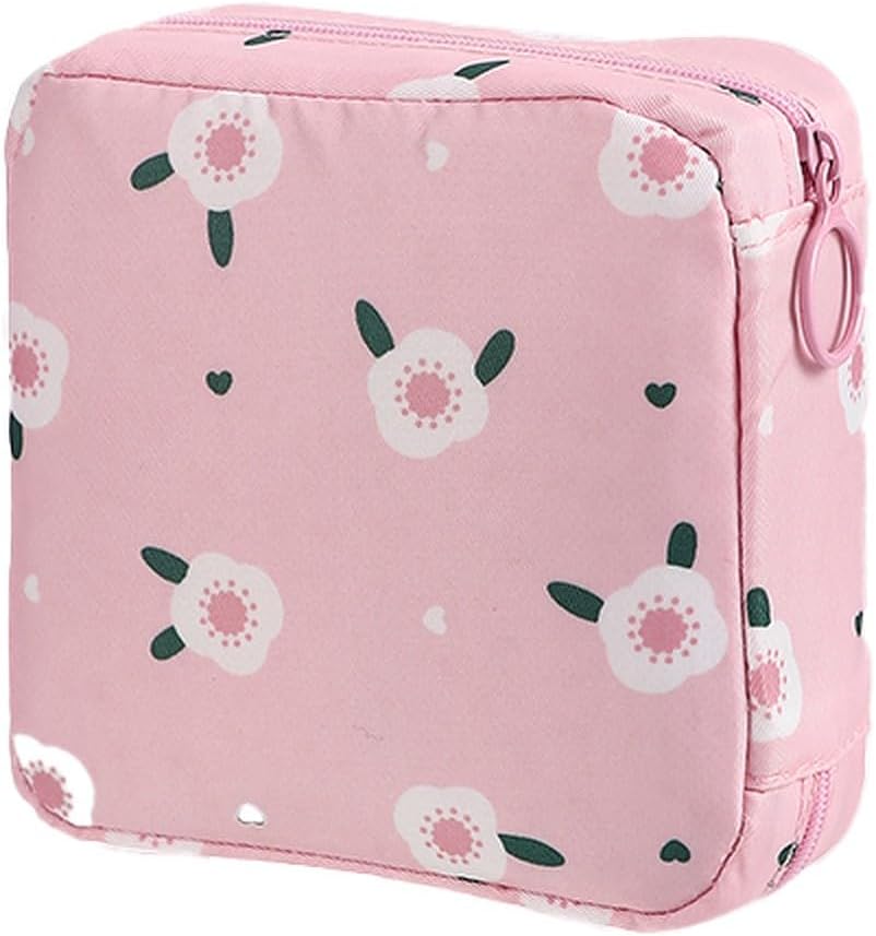Small Pouch for Women Girls | Handbag Sanitary Napkin Storage Bag | Mini Travel Pouch for Menstrual Pads Charger Cable Earphone Accessories | Compact Organizer for Purse & Bags