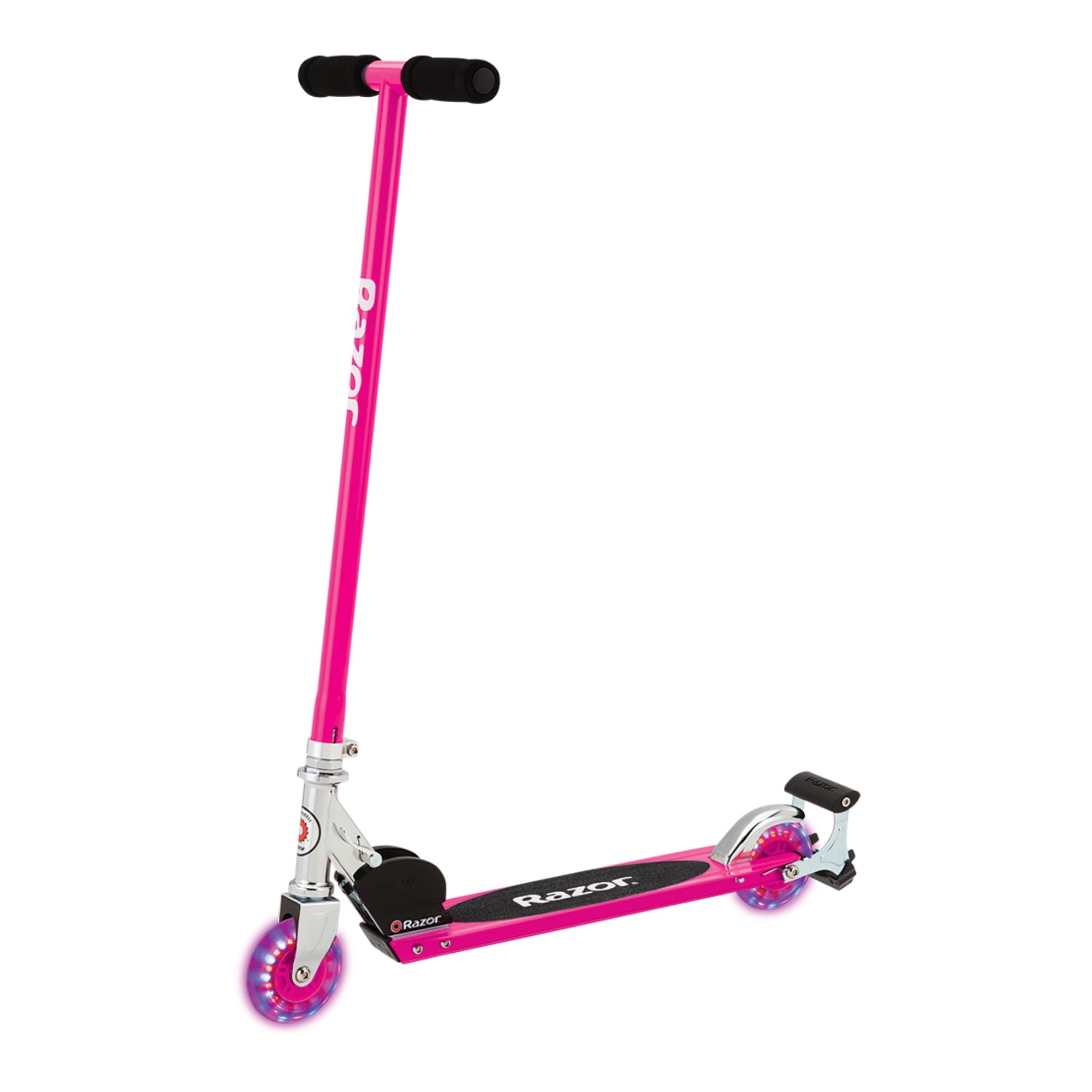 Razor S Spark Sport Kick Scooter - LED Light-Up Wheels, Full-Deck Grip Tape, Spark Bar, Lightweight Aluminum Frame, Foldable, Blue