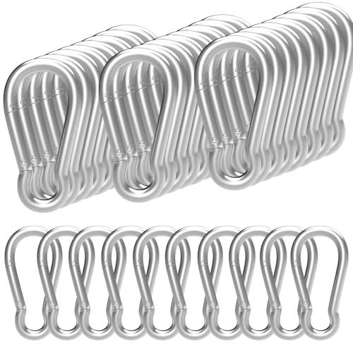 36-pack 4" M10 galvanized steel carabiner clips