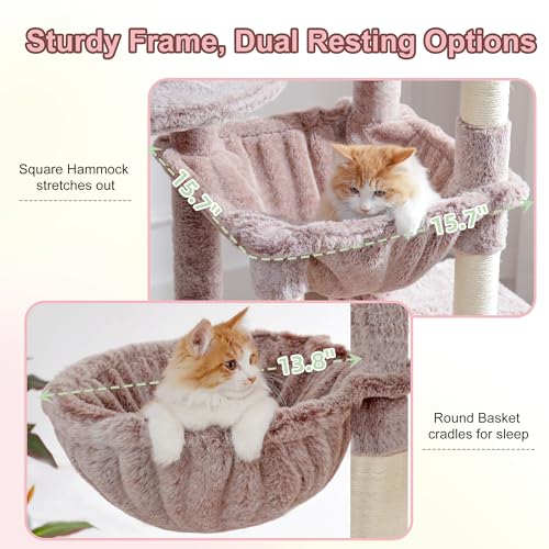 Image of Heybly Cat Tree, 76-Inch Tall Heavy Duty Cat Tower for Big Cats HCT039MU