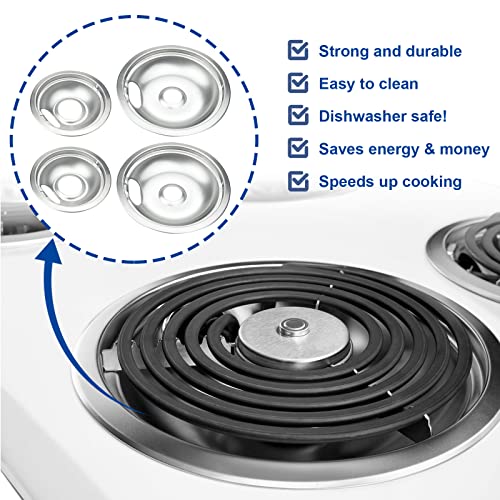 Drip Pan Electric Stove Burner Covers for Whirlpool W10278125 W10196405 W10196406