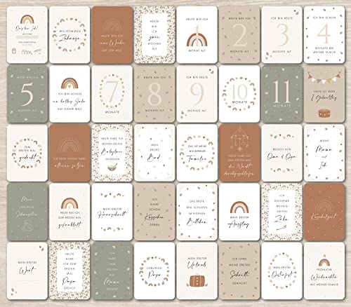 40 Meilensteinkarten Baby - Inspirierendes Meilenstein Karten Set inkl. Geschenkbox - für Mädchen & Junge - Hallo Du Regenbogen – Bild 5