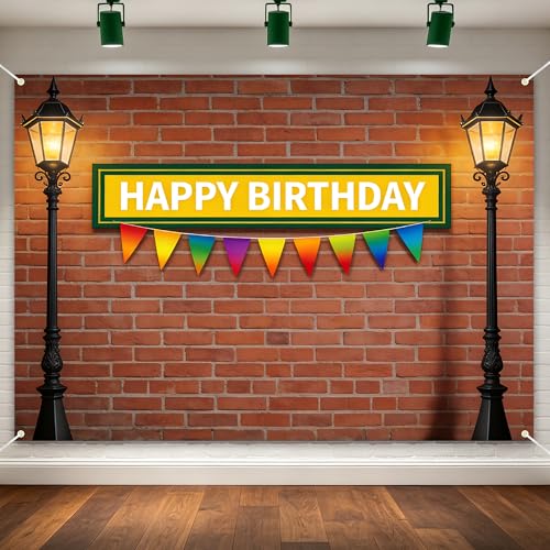 7x5ft Sesame Street Backdrop for Birthday Party Decorations - Large Red Brick Wall Photography Background - High-Definition Elmo Theme Banner for Cake Table Decor Photo Studio Props