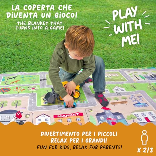 Lustig Picknickdecke Wasserdicht Faltbar für Kinder - Spielzeugautobahn Outdoor Camping Decke Mädchen Jungen - Stranddecke Washbar für Strand Park Picknick (Autobahn für Spielzeugautos, 150x150 cm)