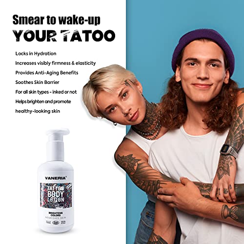 Vaneria Tattoo Lotion Aftercare,Tattoo Moisturizer & Healing Keeps Your Ink Looking Fresh, Tattoo Care Prevents Ink Fading,Tattoo Salve Ointment Non-Greasy,Natural Ingredients,250 Ml/ 8.4 Fl. Oz. #TOP1