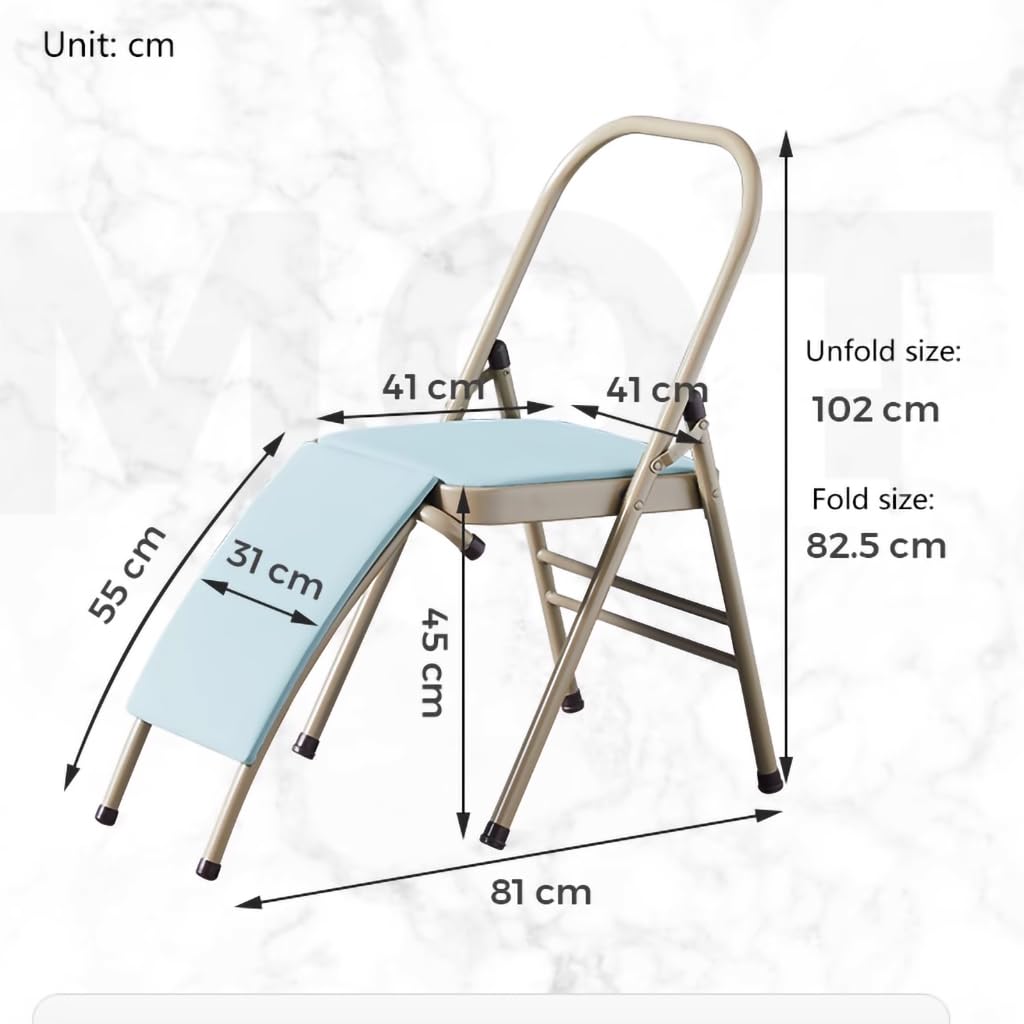 Sedia da Yoga Sedia ausiliaria da Yoga con Supporto Lombare per la Schiena Sedia da Yoga Senza Schienale Struttura in Acciaio Metallico Sedia da Yoga Portatile Pieghevole Sedia da Yoga Iyengar