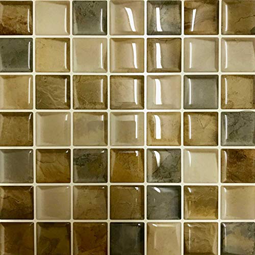 Pastilha Adesiva Cromo Sign Granito Vidro Resinada Kit 4 Placas, marrom e bege