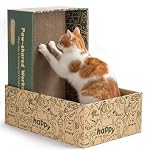 6 Pack Cat Scratch Pad with Nested Boxes, Space-Saving Cat Scratcher Set, Reversible Pads with 2 Lounge Beds for Indoor Cats & Kittens