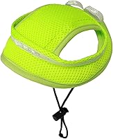 Vista 17 de Sombrero de princesa de ala redonda, visera para mascotas, sombrero poroso de malla para perro con agujeros para las orejas para perros pequeños