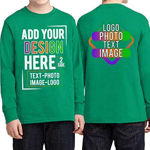 Custom T Shirt for Boys Girls Youth Add Your Text Photo Image 2 Sided Personalized Long Sleeve T-Shirt2