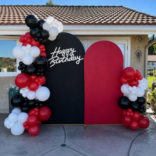 Image of Black Red Confetti Balloons, 60 Packs 12 Inch Black Red Party Balloons with Ribbons for Men Women Birthday, Wedding, Bridal Shower, Graduation, Casino Theme Party Decorations