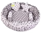 Kwitchy Baby Bed New Born Baby Reversible | Bedding Set | Carry | Cotton | Infants | Products All | Gift | Essentials (0-6 Months) (Grey Star)
