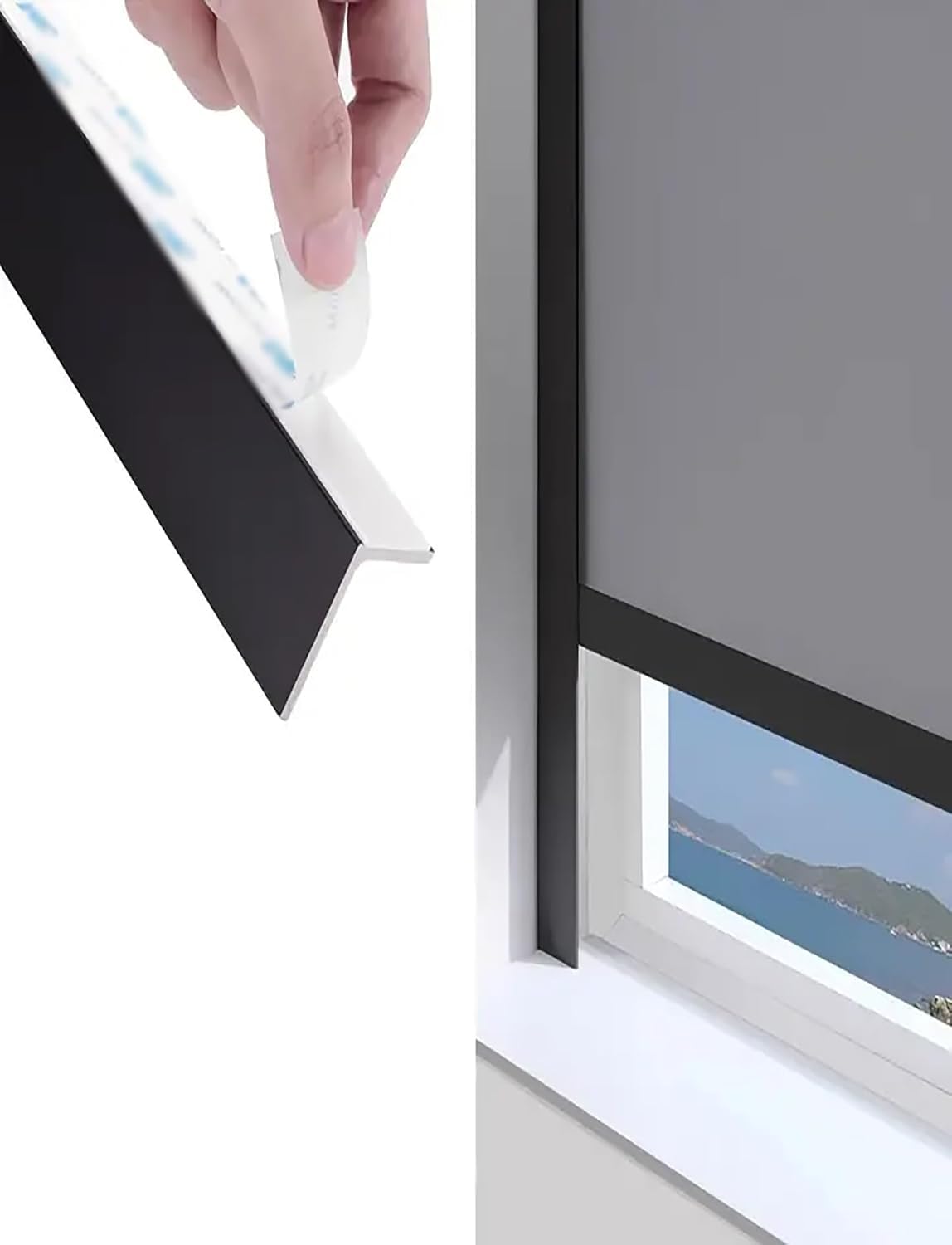 JvFbjLF Side Rails For Curtains/windows, Blackout Covers For Gaps(Schwarz,40cm/15.7'')