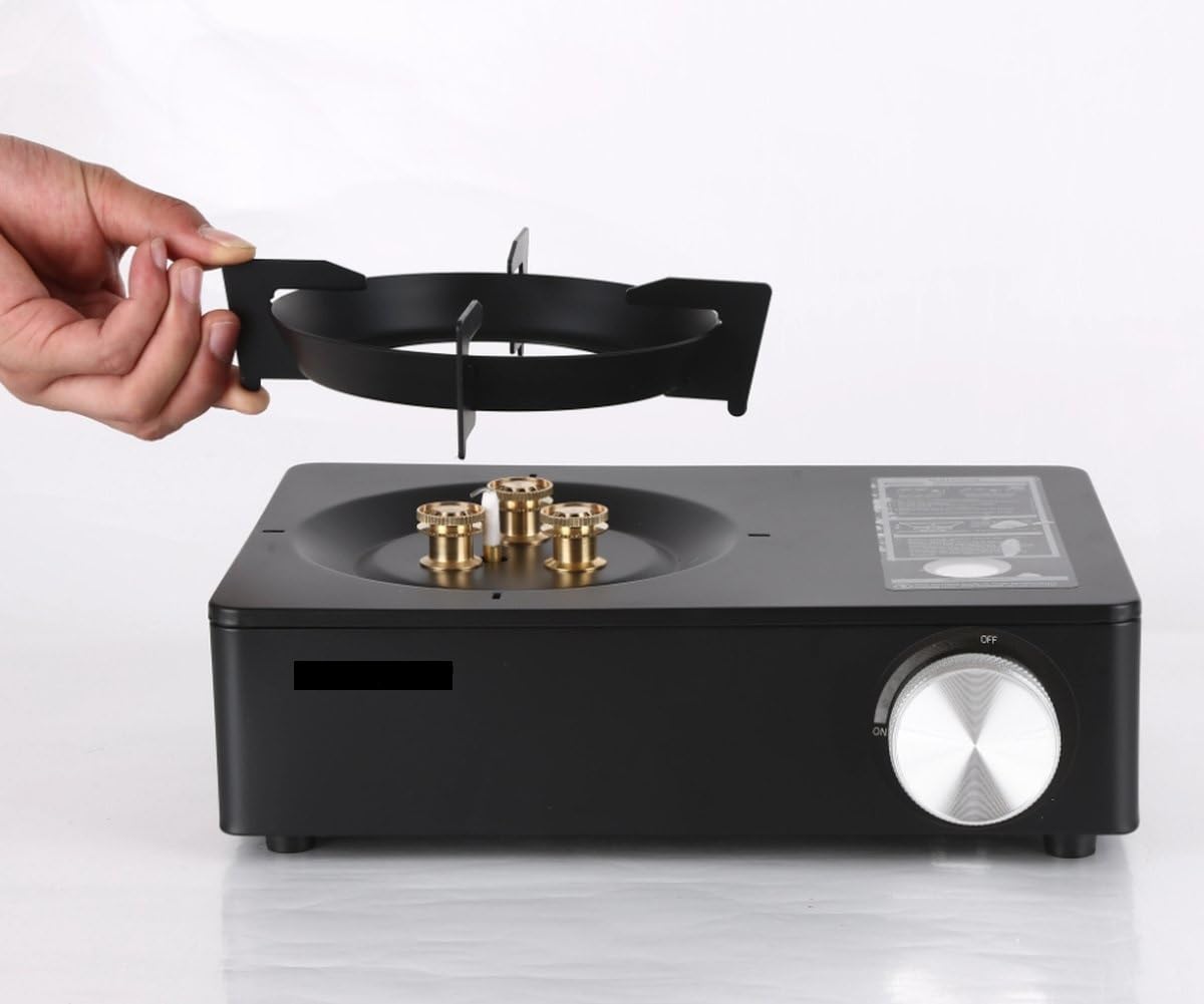 SMH LINE® Luxury Fornello Portatile da Campeggio a Gas, Set da 3,5 KW, con 4 Cartucce di Gas da 227 g, Butano, Robusto, per Esterni, da Tavolo, 3 Fiamme