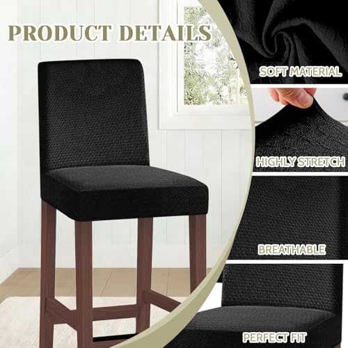 Image of Bar Stool Covers Counter Chair Slipcovers Set of 2,Black