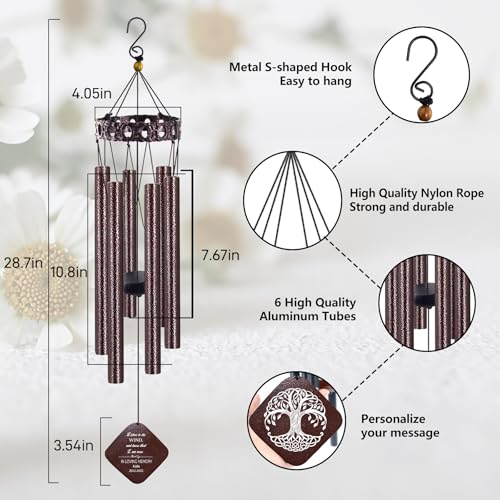 Image of ASTARIN Personalized Memorial Wind Chimes, Customized Wind Chime for Loss of Loved One /Mother /Father, Wind Chimes for Outside Garden Decoration, Sympathy Gifts for Women /Man