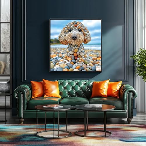 Image of 500 Piece Jigsaw Puzzles for Adults - Beach Stone Dog Animal Art Puzzle for Adults Challenging Fun Family Includes Poster & Dust-Free Pieces for Puzzle Lovers Premium (23 inchx15 inch)