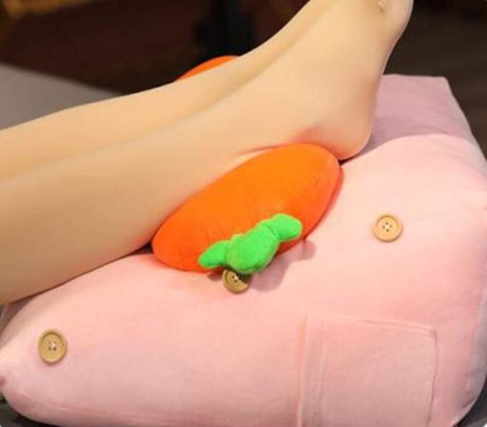 Creative Soft Reading Pillow Bed Waist Pillow Sofa Triangle Back Lumbar Cushion Washable Adjustable Wedge Pillow (Gray-Pink Bowknot, 40×40×25CM)