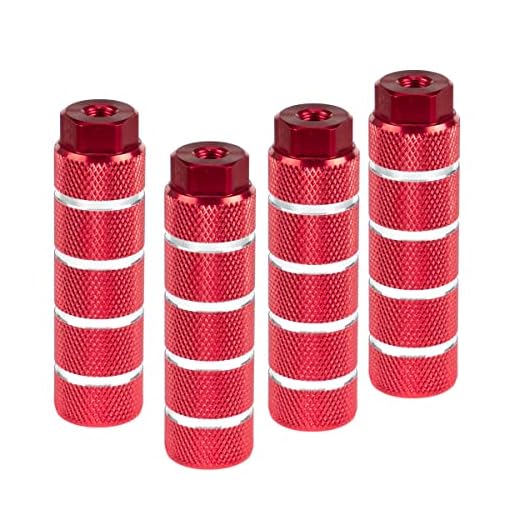 KINSPORY 3/8 inch - 26 Teeth Aluminum Alloy Bike Pegs Foot Pedals Backseats Stands Pack of 2 - Red