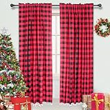 DUOBAO Red and Black Plaid Curtains 84 Inch Length Checked Curtains 2 Panels Plaid Curtains for Livi