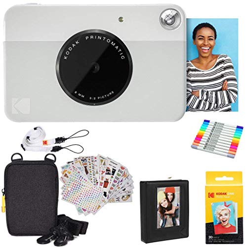 KODAK Printomatic Full-Color Instant Print Digital Camera Colorful Photos On Zink 2x3' Sticky-Back Photo Paper 5MP Gift Bundle: Case + Zink 2x3' 20pk + Album...