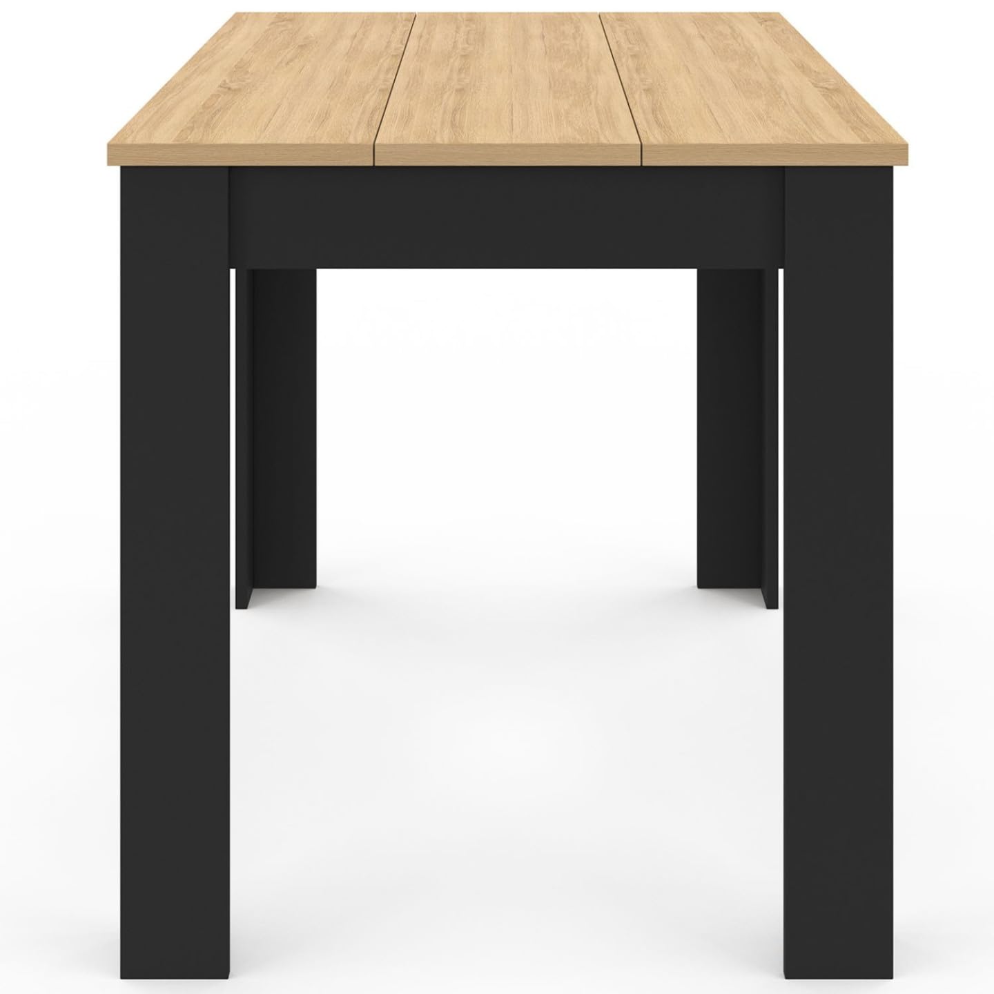 IDMarket - Table à Manger Rectangle ROZY 6 Personnes Noire Plateau façon hêtre 110 cm