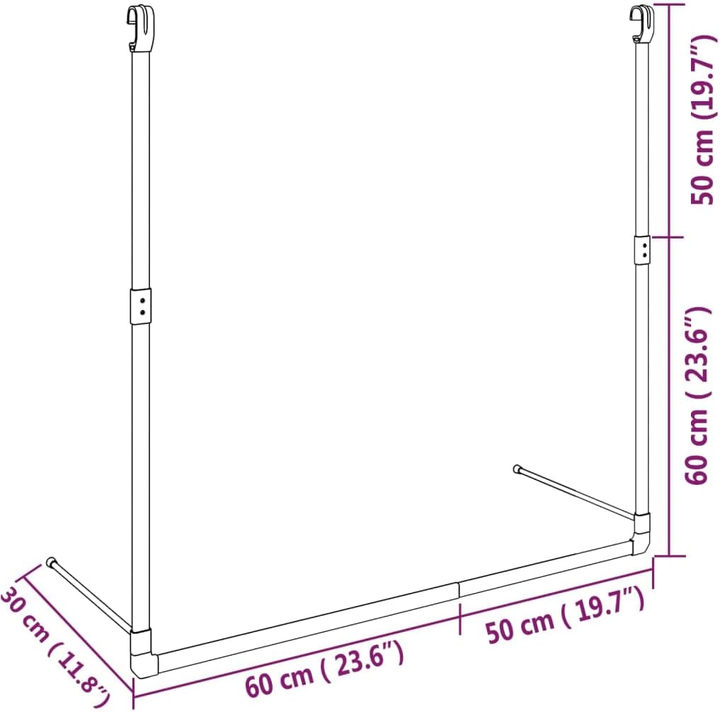 vidaXL Wardrobe Hanging Rail Silver