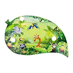 Elobra Deckenleuchte Tiere „Blatt Wildnis“ | Tolle Wandlampe oder Deckenlampe für das Kinderzimmer, Lampe Dschungel, grün, Blatt-Design, aus Echtholz, Made in Germany, 73 x 47 x 6 cm