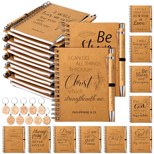 Carnet de la Bible en lot avec stylos en bambou et porte-clés bois précieux