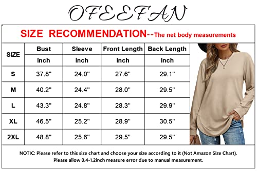 Ofeefan Tunic Sweatshirts For Women Long Sleeve Womens Tops And Blouses Beige L thumb #4