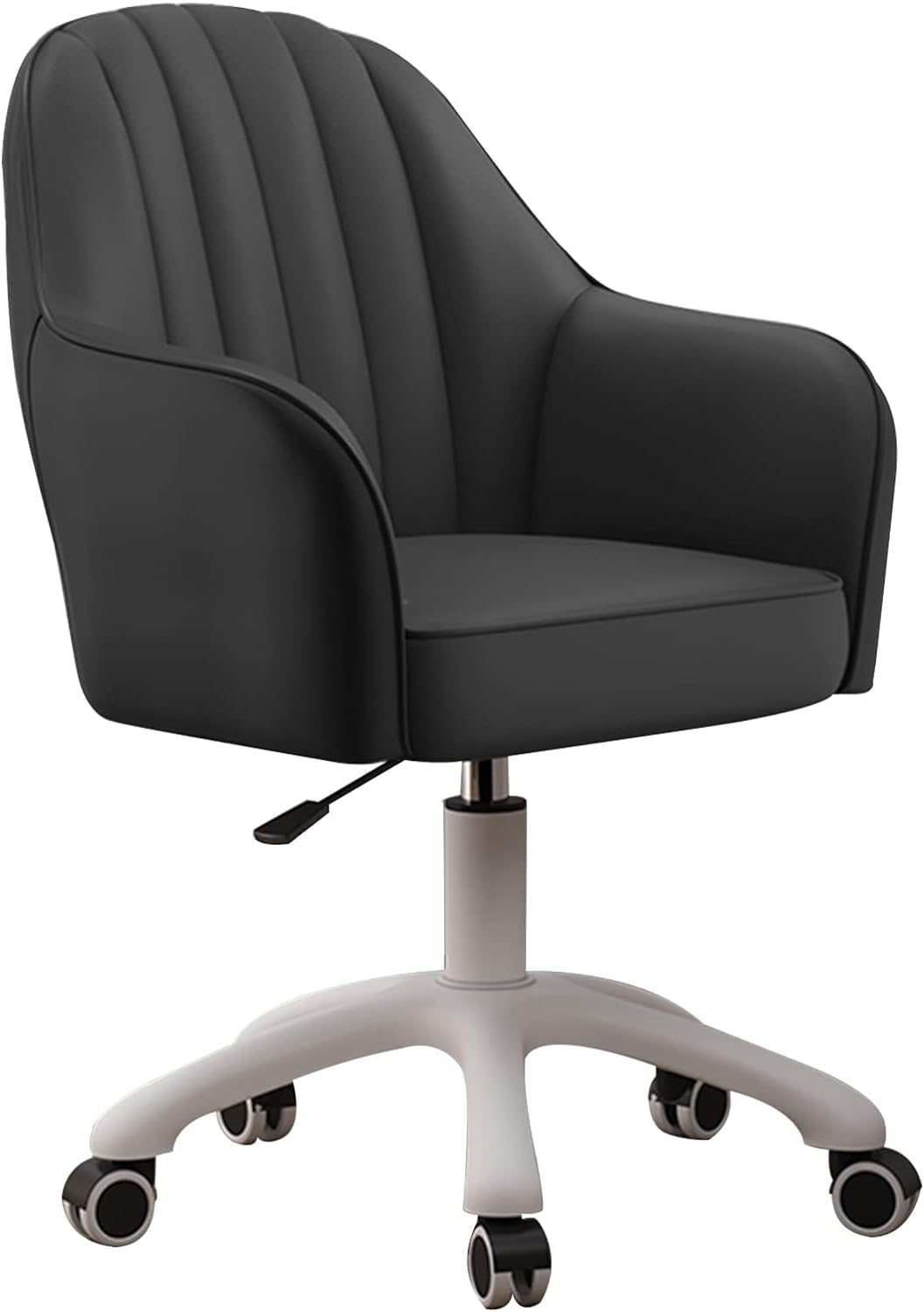 SaryEdge Home Desk Chair Ergonomic Office Chair, PU Leather Swivel Desk Chairs for Home Office with Arms for Computer Desk Vanity,Black,Black
