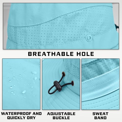 Image of Sun Hats for Men Women, UPF50+ Protection Safari Hat,Wide Brim Fishing Hat with Neck Flap,Bucket Hats for Beach Hiking