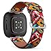 CJBROES Replacement Leather Watch Band, Compatible with Fitbit Versa 3 and Fitbit Sense of Wristband Bracelet Accessory - Graffiti Grunge Effect